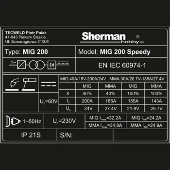 Sherman MIG 200 Speedy